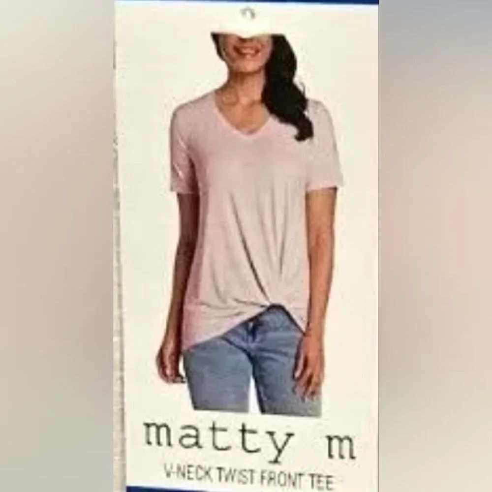 NWT Matty M Size M V-Neck Twist Knot Tee Pink Petal Fashion Tee Women's T-shirt